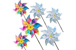 MUUGIY 6Pcs Reflective Bird Repellent Windmill, Bird Repellent, Reflective Windmill,Pigeon Repellent, Keep Birds Away From Your Home, Garden,Farm,Patio (6Pcs-A)