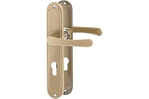 ERGO line MALMO garnitures de porte classiques, bronze, poignée avec serrure intégrée serrure à cylindre ensemble de poignées avec rosette longue, garniture de porte, poignée, tige carrée de 7 mm