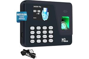 NGTeco Pointeuse Horaire Personnel pour Les organisations de Moins de 1000 employés, avec calcul Automatique, Horloge biométrique à Empreintes digitales AS10 avec USB 8 GB (Français)