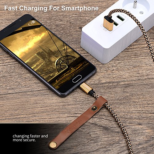 Micro USB Kabel, TYJTECH 2-Pack 6.5ft/2m Micro USB Schnellladekabel Geflochtenes Kabel High Speed Sync f¨¹r Android Smartphones, Samsung Galaxy, HTC, Huawei, Sony, Nexus, Nokia, Kindle und mehr (Gold) - 6