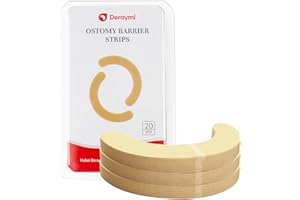 DERAYMI 20PCS Ostomy Barrier Strips Hydrocolloid Skin Barrier Arcs Strips Ostomy Supplies, Anti-Leak Fixing Strips Stoma Care Adhesive Tapes for Colostomy Bags Ileostomy Ostomy Bag