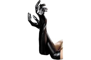 LOVARTS BEAUTY Gants Longs Noirs en Similicuir pour Femme Sexy Gants Longs en Latex Adulte(Noir)
