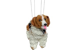 Artisan Owl Beagle Marionette Puppet - Yarn Dog with Wooden Feet, Detachable Strings