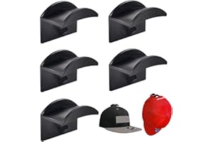 LUXIREMI 5 Pcs Adhesive Hat Holder Cap Hook for Wall Mount No Drilling Hat Rack Organizer Strong Hold for Hat Rack Special for Baseball Caps for Door,Office,Bedroom,Hat Hangers Holder Storage Organizer.