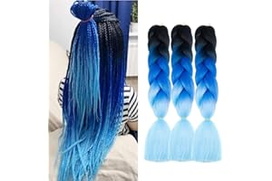 SHIHERESH 24" Kanekalon Extensiones para Trenzas Africanas Extensiones de Pelo Trenzas Africanas，3 Pcs Pelo Resistente al calor Sintetico Para Trenzas Natural Crochet Braiding Hair(C9)