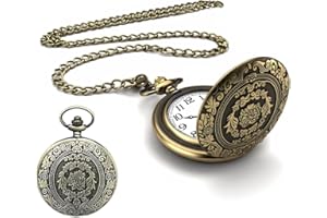 Menibeuty Reloj De Bolsillo Hombre Vintage con Cadena, Reloj Bolsillo con Cadena De Números Árabe Clásico Y Vintage, Vintages Relojs De Bolsillos del Salvaje Oeste para Hombres, Mujeres, Papá, Abuelo