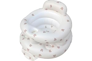 LITTLE BEAN Nadmuchiwane siedzisko dla dzieci w wieku od 3 do 36 miesięcy, sofa podpierająca plecy dla niemowląt, wsparcie do nauki siedzenia (ulepszenie misia)