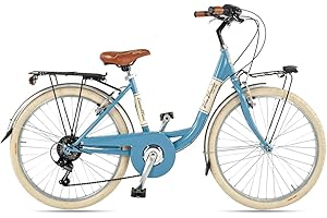 Via Veneto by Canellini Retrò vintage bici bicicletta bike Bambina Ragazza Junior 24 (Azzurro)