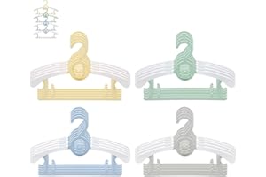 Perchas Infantiles, JSF Perchas Bebe Ajustable 29-37CM, Paquete de 20pcs, Perchas para Ropa 4 Colores