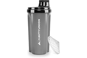 AMITYUNION Shaker per proteine ​​700 ml Heaven a prova di perdite, senza BPA con setaccio cliccabile e scala per frullati cremosi di siero di latte, shaker per proteine, originale in Fumo nero