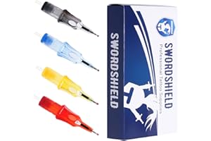 FONPOO 4 Colores de Recambios de Bolígrafo Transparentes para Práctica de Tatuaje, Agujas de Cartuchos de Tatuaje con Tinta para Dibujo de Puntos, Líneas y Sombreados (20 piezas)