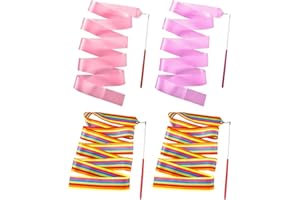 Rayong 4Pcs Ruban De Danse, Gym Fitness Rubans de Gymnastique Rythmiques, Ruban Grs Ruban Tournoyant pour Enfants Danse Artistique pour Enfants Danse Streamer Baton Gymnastique