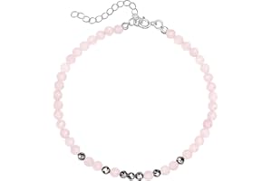 Unique Gems Tobillera para mujer con piedras preciosas, diámetro de 4 mm, perlas de chakra, calidad de joyería