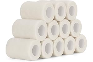 SEADESKY 12 Rollen Selbsthaftende Bandage Cohesive 7,5cm x 4,5m Selbstklebender Verband Haftbandage Elastische Binde Für Erste Hilfe Finger Hand Fixierverband Pet Vet wrap Kohäsive Pflasterverband (Weiß)
