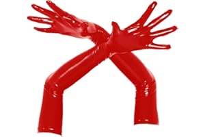 Fldy Women's Latex Gloves PVC Leather Wet Look Arm Length Gloves Cosplay Costume Accessory