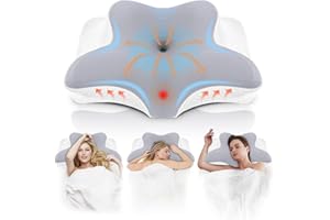 NVKHG Almohada Cervical de Espuma Viscoelástica Ergonómica, Almohada Ortopédica para Dormir de Lado, Boca Arriba y Vientre hacia Abajo, Mejora la Calidad del Sueño, 62 x 41 x 13/11 cm
