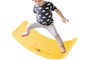 UEZETH Balance Board Kids, Wobble Board, Toddler Wobble Board Seesaw Rocker, Balance Training Equipment, for Boys and Girls, Hold Up To 30Kg for Indoor Use (Yellow)
