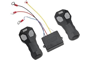 WODHMIEY Winch Remote Control Kit, Universal Inalámbrico Cabrestante Mando a distancia Set con 2 mandos a distancia y 1 receptor, alta sensibilidad con alcance de 25 m, para 12 V/24 V, Negro