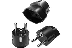 DENTJET Schweiz/Liechtenstein auf EU Adapterstecker, Schweizer 3-polige Stecker auf 2-poliger DE/FR/IT/ES Steckdose für Schweiz/Liechtenstein Besucher (3 Stück Schwarz)