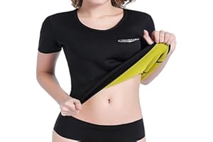 NOVECASA Sauna Magliette Donna Neoprene Sweat T-Shirt Sportivo Sudore Taglia Aumentata per L'Europa per Bruciare i Grassi Addome Palestra Fitness Yoga