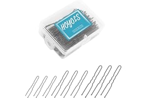HOYOLS Lot de 150 épingles à cheveux noires en forme de U, tailles assorties, pinces à chignon en métal avec pointes à boule pour femmes et filles, cheveux fins et épais (noir)