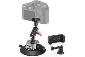 JUBORUI Kamera Saugnapfhalterung mit Kugelkopf Magic Arm, 5.1" /13cm Saugnapf Kamera kompatibel mit ARRI 1/4" & 3/8" Löcher, Auto-Saugnapfhalterung für DSLR /Action Kamera/ Handy Halter