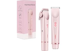 KRYVELLA Rasierer Damen, Intimrasierer 2 In 1 Elektrischer Rasierer Damen Intimbereich Bikini Trimmer für Privater Teil Gesicht Achselhöhlen Beine (Rosa)