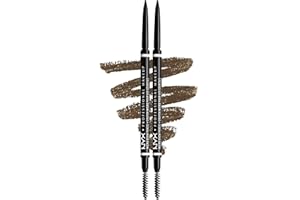 NYX Professional Makeup Micro Brow Pencil, Dual Ended with Mechanical Brow Pencil and Spoolie Brush, Pack of 2, Shade: Ash Brown