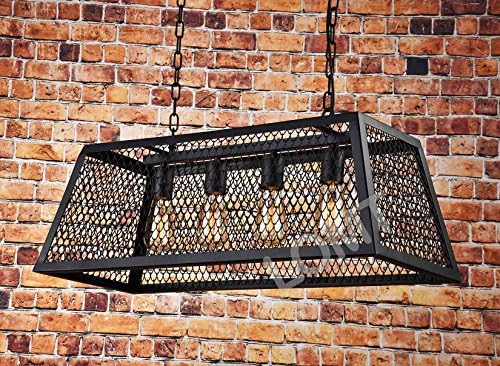 Industrial Metal Cage Ceiling Light With Wire Netting, A Vintage Hanging Light Fixture With 4 Lamp Holders, A Unique Retro Pendant Light, Lighting And Decoration For Bar Restaurant Coffee Shop And Home Use, E27 Socket