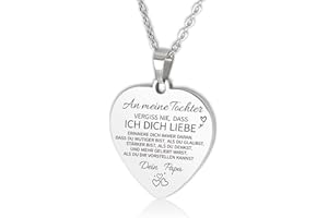 HAYOUWAY An Meine Tochter Enkelin Kette Herz Halskette für Damen Mädchen, Kommunion Geschenke für Mädchen Frauen Mutter Tochter Geschenk Kette mit Gravur Spruch Geburtstag Geschenke für Tochter