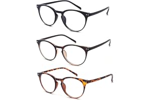ALWAYSUV Okulary do czytania, 3 pary, inspirowane stylem vintage, zawiasy sprężynowe, okrągłe, pełnoformatowe, profesjonalne okulary do czytania dla mężczyzn i kobiet