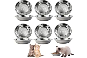 AIYJWXINP 6 Stück Katzennapf Edelstahl 304 Material Futternapf Katze Katzen Napf Fressnapf Katze Wassernapf Katzenschüssel Katzen Napfset Katzennäpfe Katzenteller Futterschale für Kat-Zen Und Kleine Hunde 14cm