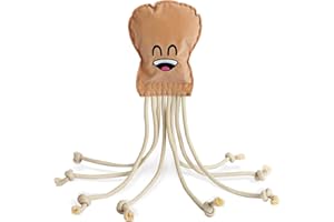 SCHITEC Zabawka dla psa, pluszowa zabawka z marszczonym papierem do wywoływania przeciągania liny w kształcie ośmiornicy, dla małych, średnich i średnich (brązowa)