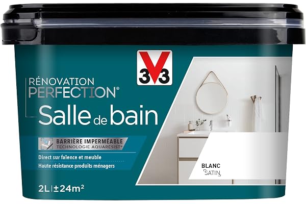 V33 Peinture de rénovation salle de bain, Rénovation perfection Blanc satin 2L