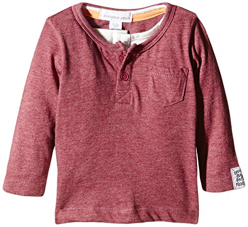 Pumpkin Patch Baby-Boys Mock Henley Polo Shirt, Maple Red Marle, 12-18 Months
