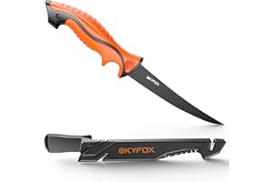 SkyFox Fischmesser Angeln und Filetiermesser Fisch Klinge 18 cm, G4416 Deutsch Edelstahl Kochmesser, Angelmesser Sehr Scharf,Jagdmesser Inklusive Schutz ABS Whetstone Scheide