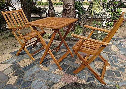SAM® Robuste Gartengruppe Chile 3tlg., aus Akazienholz, bestehend aus 1 x Tisch + 2 x Klappstuhl, geölt, Garten-Tischgruppe, schöne Maserung, massives Holz, klappbar, Sitzgruppe aus Akazien-Holz - 3