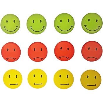 30 Aimants Smiley Multicolores - 2cm 😊😐😢 | Pour Tableaux Magnétiques, Frigo | Fabriqués En Allemagne