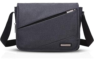 FANDARE Unisexe Sac Bandoulière Sacoche Sac d'épaule Crossbody Messenger Bag pour 10.9 Pouces Laptop Briefcase Hommes Femmes Grand Sac de Sport Travail Université Ecole Cartable Noir L