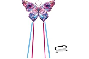 SSKHE Cometa mariposa grande de 55 pulgadas, cometa para principiantes fácil de volar con cola larga, para playa y parque al aire libre, actividad al aire libre y regalo