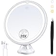 MIYADIVA 2024 Upgraded Rechargeable Magnifying Mirror with 34 LEDs Light, 360° Rotating Vanity Mirror