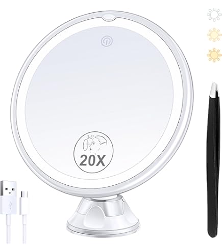 Specchio Ingranditore 10X Con Luce LED - Con Ventose Forti, Per Trucco E Cura Della Pelle - Foto 3
