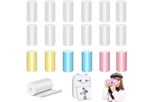 POFIBO 20 Rollen Thermopapier für Kinderkamera, 14 Rollen Weiß und 6 Rollen Bunt Mini Drucker Papier, Thermodruckerpapier für Kinder Sofortbildkameras und Kleine Fotodrucker (57 x 25mm)