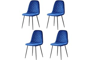 AINPECCA Set of 4 Velvet Dining Chairs Fabric Upholstered seat with Metal Legs Dressing Lounge Home (4, Blue)