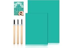 KILDOWS Plancha de Linóleo para Grabado de Goma A4 A5, Bloques de linóleo de goma Grabado, Sello Grabado Placa de Linóleo de Goma Blanda para Grabar Estampar Proyectos de Impresión