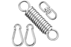 Dhisperares Molla Altalena con 2 M8 Moschettoni e Gancio Girevole a 360 °, capacità di Carico Fino a 250 kg, Sospensione a Molla per Amaca, per Altalena, Yoga, Sacco da Boxe