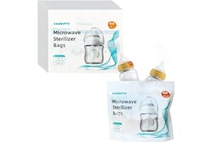 ECOOPTS 12 Mikrowellen-Dampf-Sterilisatorbeutel, wiederverwendbar, Mikro-Steam-Beutel für Babyflaschen und Milchpumpe, Sterilisator-Teile, Mikrowellen-Dampfbeutel