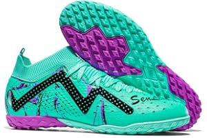 DASHANGYAN Botas de fútbol Unisex TF Interior/Césped Artificial - Medio Alto con Cordones, Malla Ligera y Transpirable, Tacos Antideslizantes