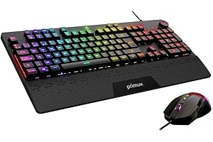 PRIMUX BE HUMAN. LIVE SIMPLE Primux Pack Gaming GT-560 de Teclado y ratón | Teclas programables, Multimedia y con tecnología Anti-ghosting | Ratón con Ocho Botones y sensibilidad Ajustable hasta 10.000DPI | Retroiluminación RGB