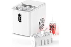 PHEJIE Máquina de Hielo Portátil Autolimpiante - 12kg/24h (2 Tamaños de Hielo S/L) - 9 Cubos en 6 Minutos - Incluye Cucharón y Canasta - Bajo Ruido (<40dB) - Ideal para Hogar Fiestas Camping y Cocina